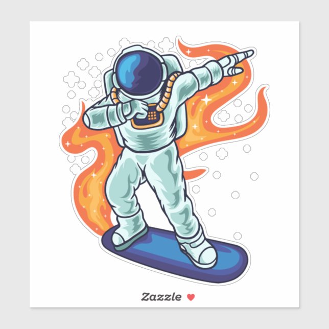 Skateboard Astronaut Floating Aufkleber (Blatt)