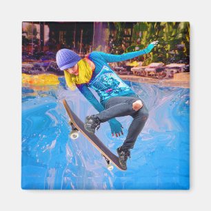 Skateboard auf Wasser Magnet