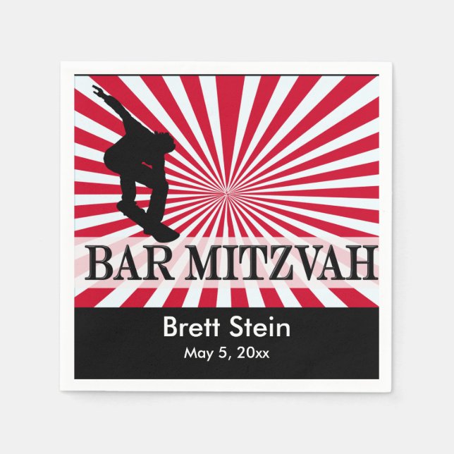 Skateboard Bar Mitzvah Thema Serviette (Vorderseite)