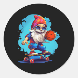 Skateboard Basketball Gnome Familie Weihnachten Pa Runder Aufkleber