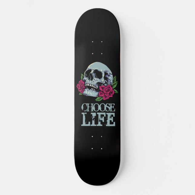 Skateboard Black Blue Skull POSTIVE WORTE (Vorderseite)