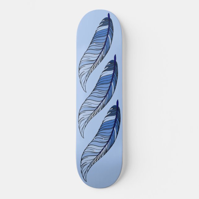 Skateboard - Blue Feathers (Vorderseite)