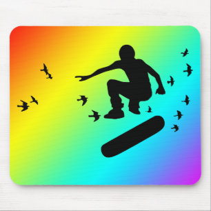 Skateboard. Brett mit Vögeln. Mousepad