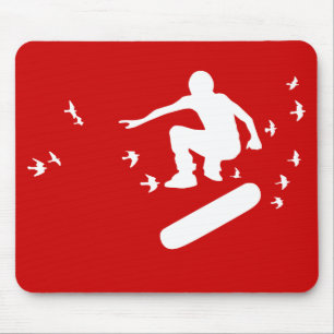 Skateboard. Brett mit Vögeln. weiß. Mousepad