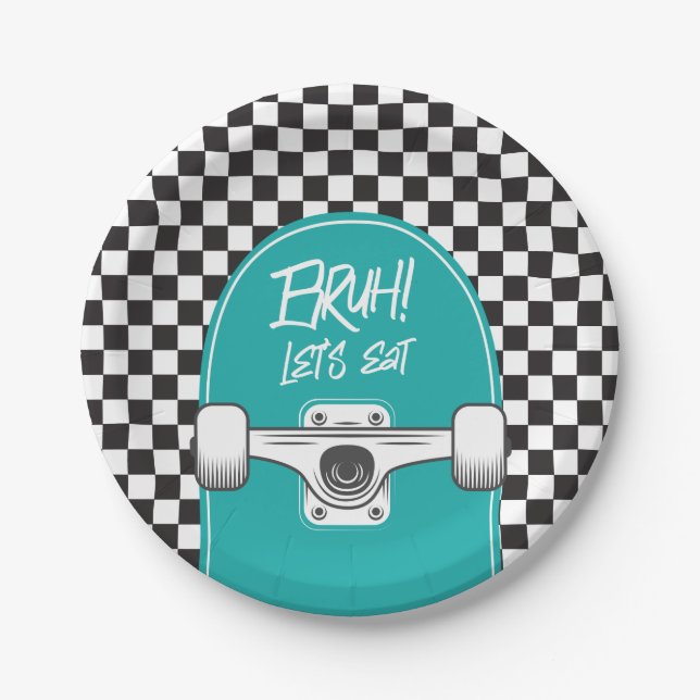 Skateboard Bruh! Birthday Paper Plates Pappteller (Vorderseite)
