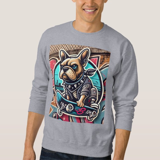 Skateboard Bulldog Sweatshirt (Vorderseite)