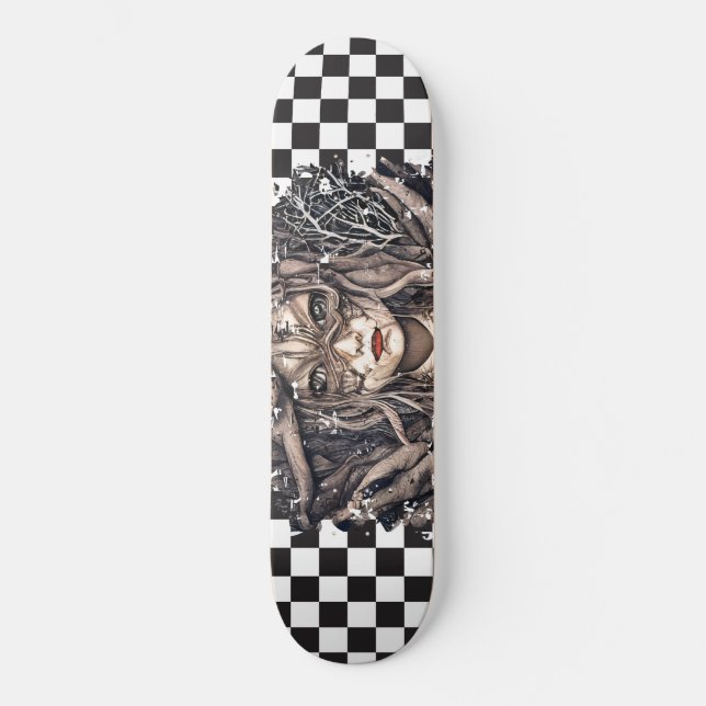 Skateboard Checkered Retro Girl (Vorderseite)