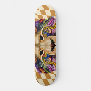Skateboard Checkered Retro Golden Rainbow Lion