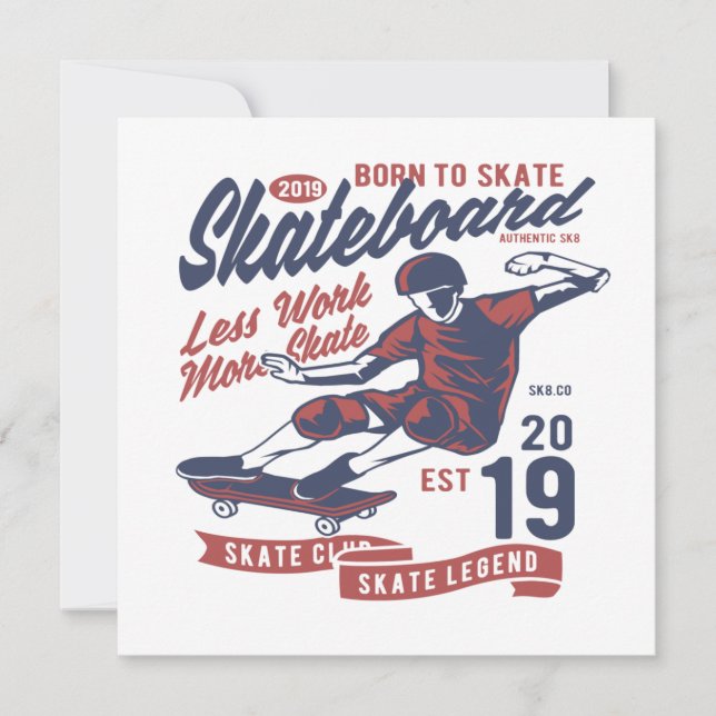 Skateboard-Club Geboren für den Skate Einladung (Vorderseite)