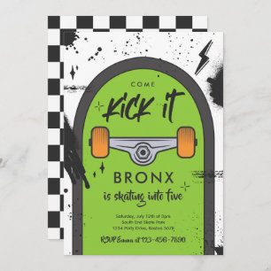 Skateboard Come Kick It Urban Sport Geburtstagspar Einladung