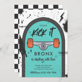 Skateboard Come Kick It Urban Sport Geburtstagspar Einladung