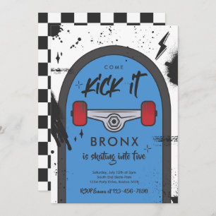 Skateboard Come Kick It Urban Sport Geburtstagspar Einladung