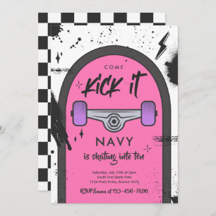 Skateboard Come Kick It Urban Sport Geburtstagspar Einladung