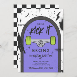 Skateboard Come Kick It Urban Sport Geburtstagspar Einladung