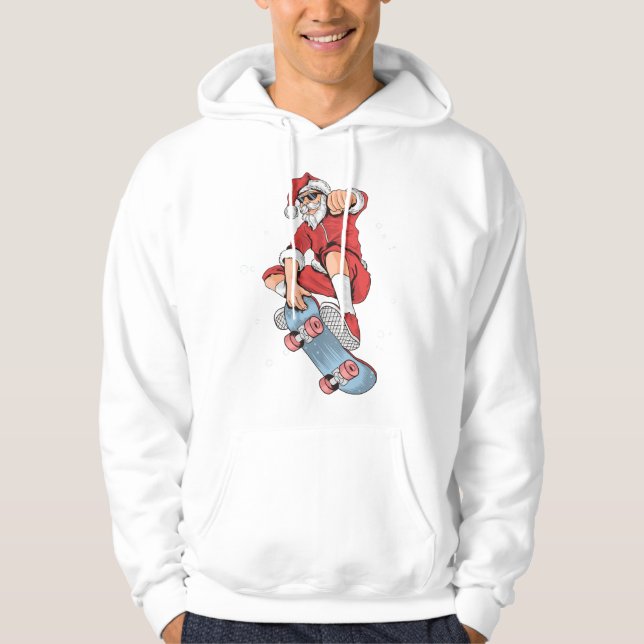 Skateboard Cool Santa | Weihnachten Hoodie (Vorderseite)