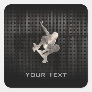 Skateboard; Cool Schwarz Quadratischer Aufkleber