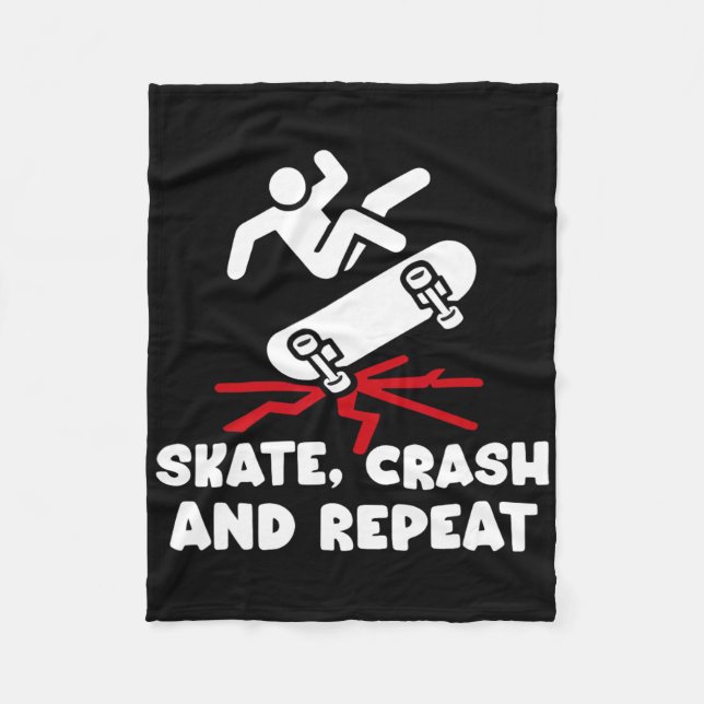 Skateboard Crash Accident Survivor Get Well Skateb Fleecedecke (Vorderseite)