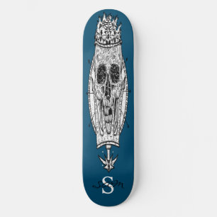 Skateboard Custom Blue Skeleton Nautical King