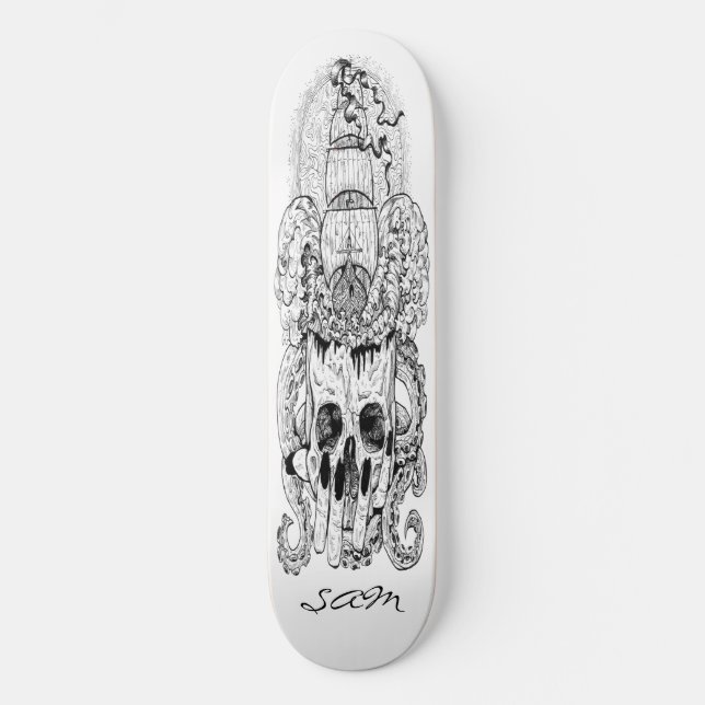Skateboard Custom Skeleton Nautical Pirate King (Vorderseite)