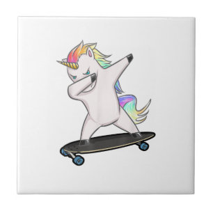 Skateboard Dabbing Einhorn Frauen Männer Kinder T- Fliese