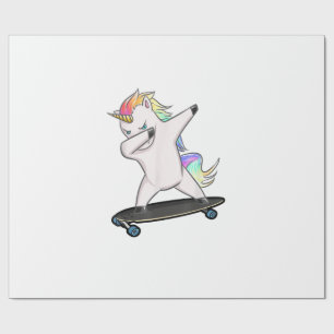 Skateboard Dabbing Einhorn Frauen Männer Kinder T- Geschenkpapier