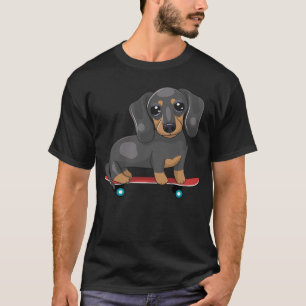 Skateboard Dackel Skateboard Dackel Hundeschlitten T-Shirt