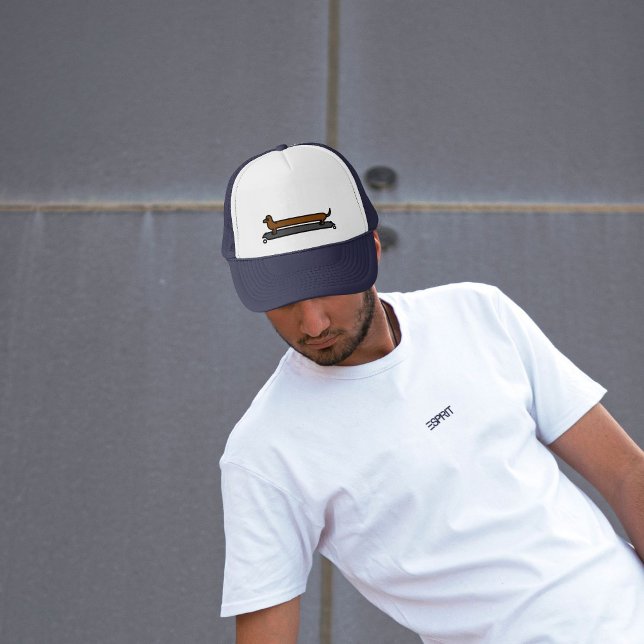 Skateboard-Dackel Truckerkappe (Looking cool in your dachshund hat)