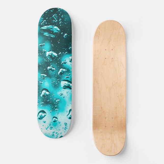 Skateboard Deck, Aquamarines Raindrops-Design (Vorderseite)