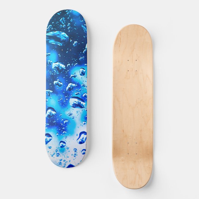 Skateboard Deck, Blue Raindrops Design (Vorderseite)