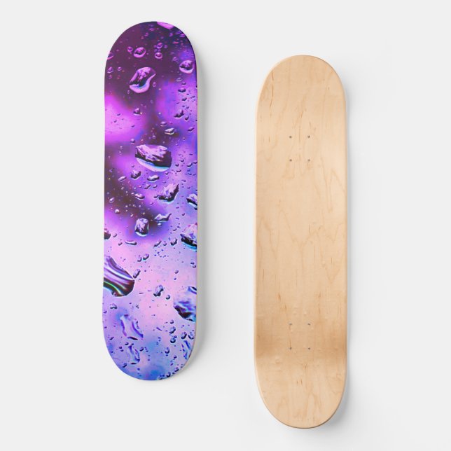 Skateboard Deck, Deep Lila Raindrops Design (Vorderseite)