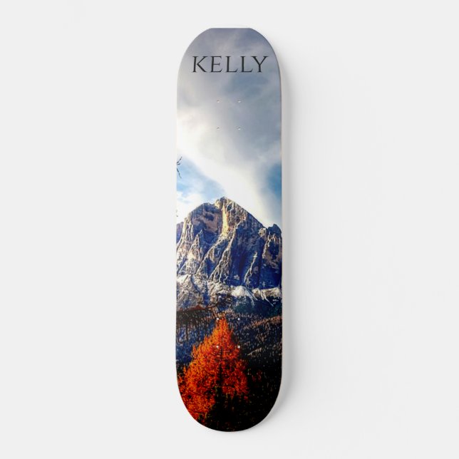 Skateboard der Bergszene, individuelle Name. (Vorderseite)