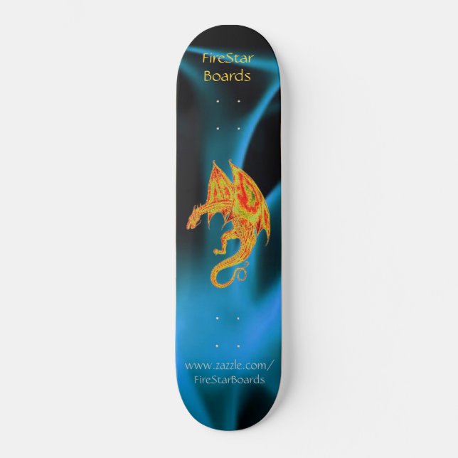 Skateboard "Dragon in Blue Flames" (Vorderseite)