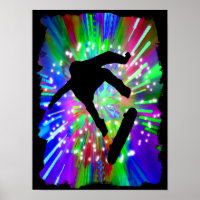 Skateboard Drehte in Fireworks aus.