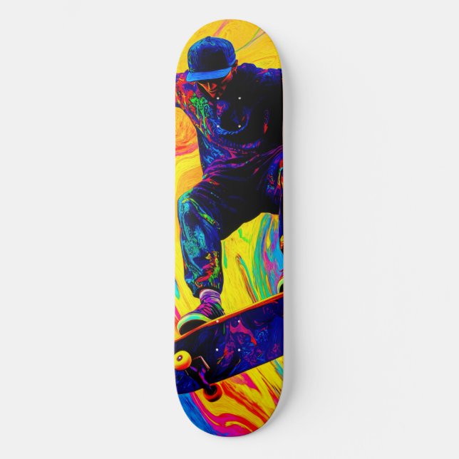 Skateboard durch Farben (Vorderseite)