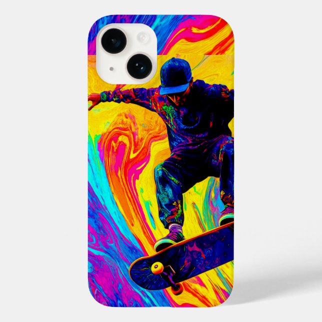 Skateboard durch Farben Case-Mate iPhone Hülle (Rückseite)