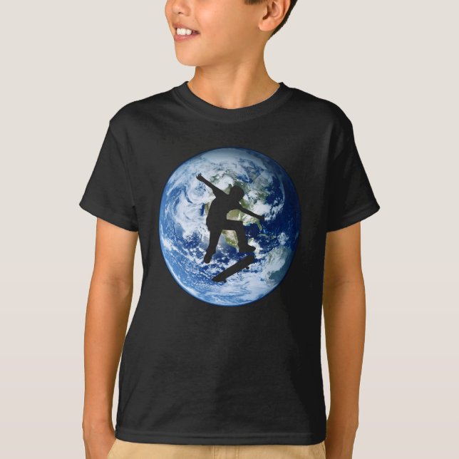 Skateboard Earth Silhouette | Skater T - Shirt (Vorderseite)