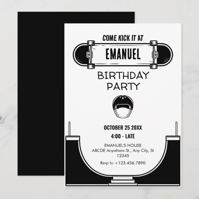 SKATEBOARD EINLADUNG (Vorne/Hinten)