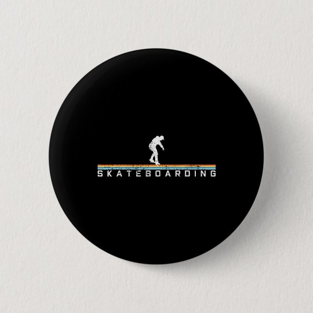 Skateboard fahren Skateboard Vintage Retro Geschen Button (Vorderseite)
