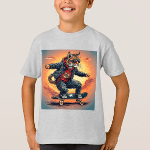 🐱 Skateboard fahrende Katze Street Style Grafikde T-Shirt