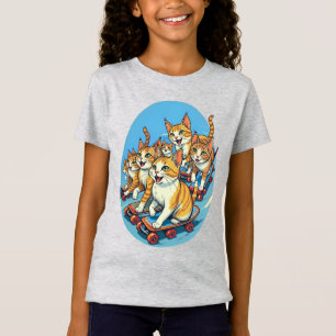 Skateboard fahrende Katzen in Aktion T-Shirt