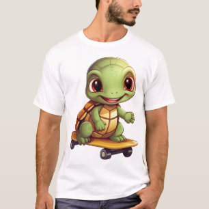 Skateboard fahrende Schildkröte, Athletisches Tier T-Shirt