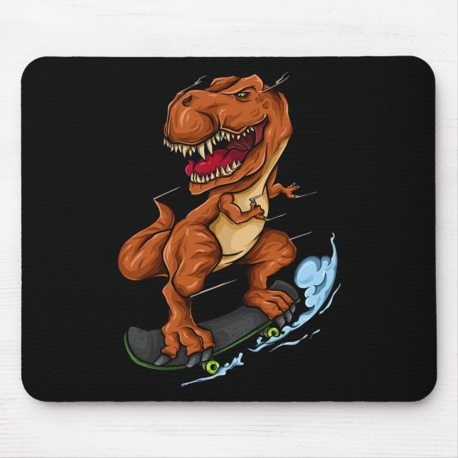 Skateboard fahrender T-Rex - Süßer Trex Dinosaurie Mousepad (Vorne)