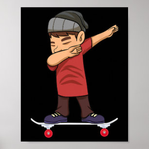 Skateboard fahrender Teenager-Junge auf Skateboard Poster