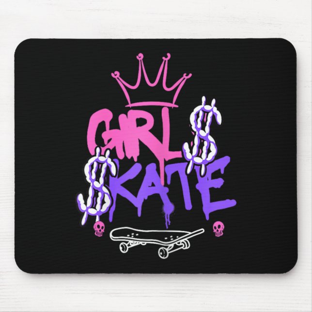 Skateboard fahrendes Mädchen  Mousepad (Vorne)