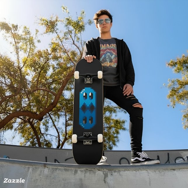Skateboard Fan Art Pac-Man Schwarzer Geist (Skateboard fan art Pac-Man fantôme bleu noir)