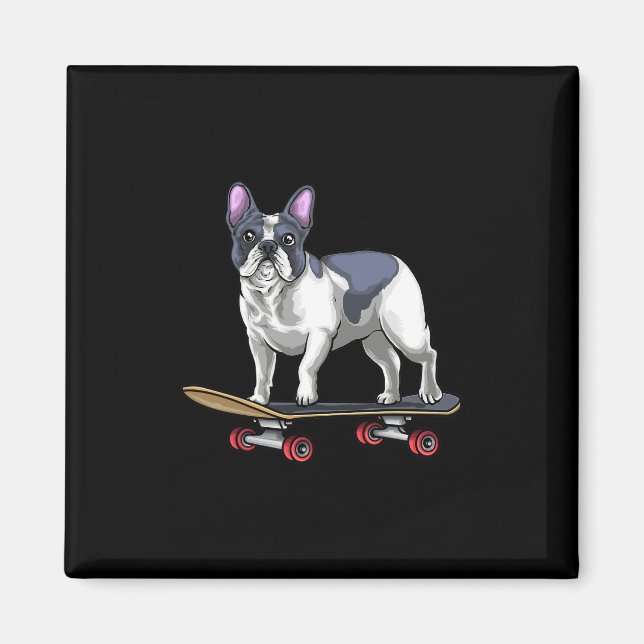 Skateboard für Bulldoggen Magnet (Vorne)