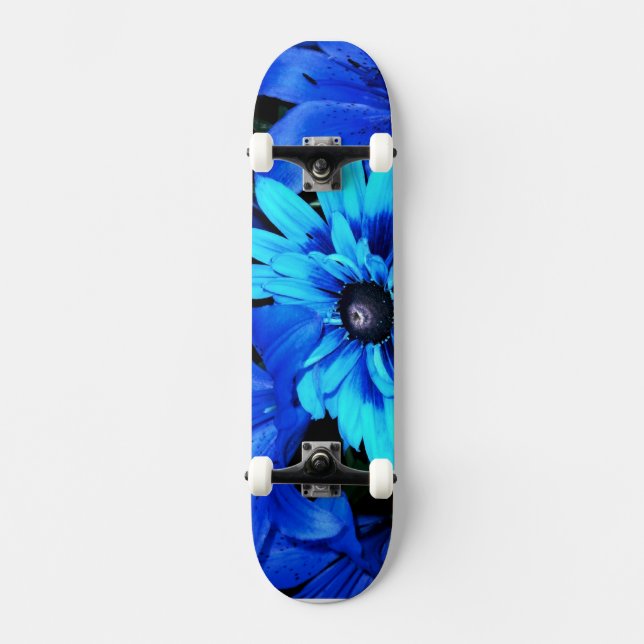 Skateboard für Electric Blue Flowers (Vorderseite)