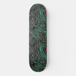 Skateboard für grüne und rosa Blumenmuster