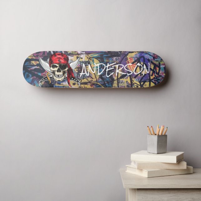 Skateboard für personalisierte Piratenschiffe (Wandkunst (Horz))