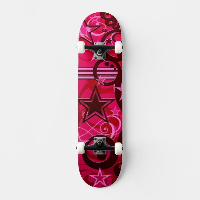 Skateboard für Red Wirbel und Stars (Vorderseite)